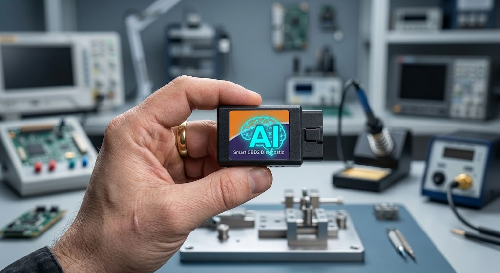Scannerul AI OBD2 verificat într-un laborator electronic